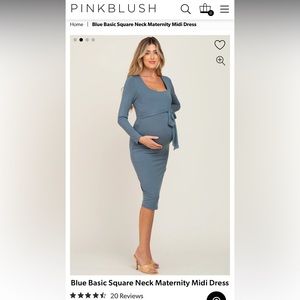 PinkBlush square neck maternity midi dress - slate blue